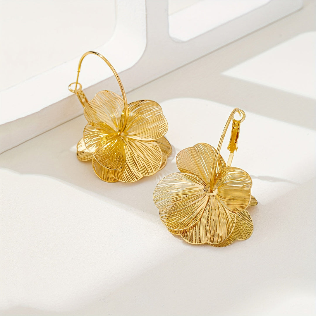 Exaggerated Gold Hollow Earrings
