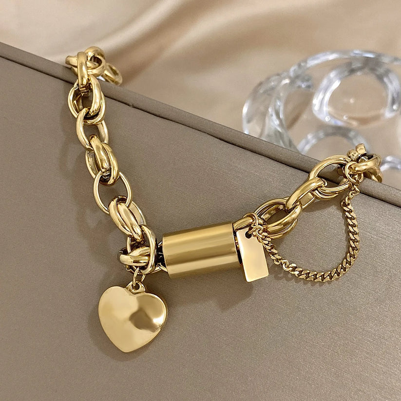 Tidlöst Chunky Armband i Vit Guld