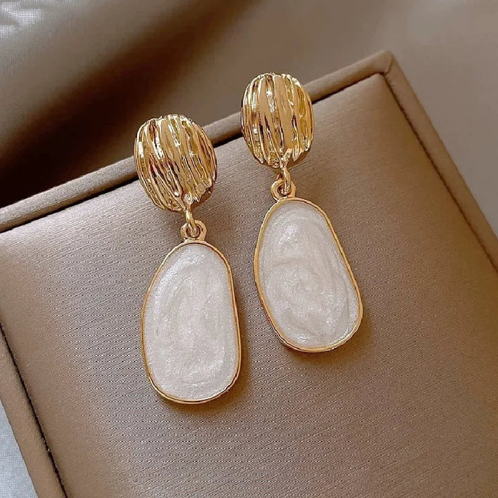 Vintage Enamel Oval Drop Earrings