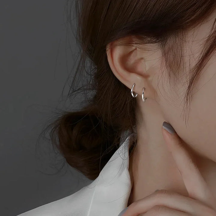 Sterling Silver Round Inlaid Earrings