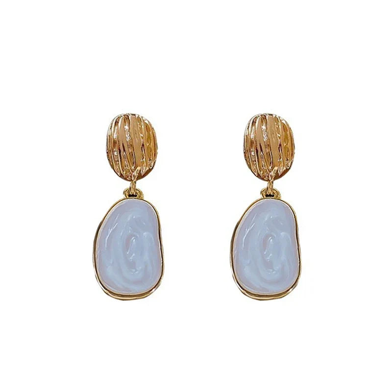 Vintage Enamel Oval Drop Earrings