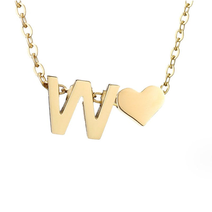 Timeless Initial Necklace with Heart Charm